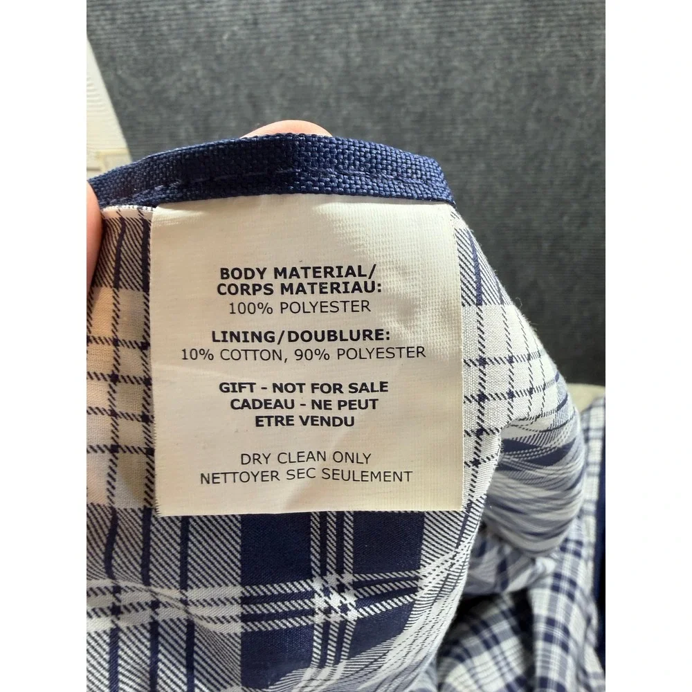 Ralph Lauren Fragrances Navy Blue Plaid Picnic Blanket with Carry Handle Logo